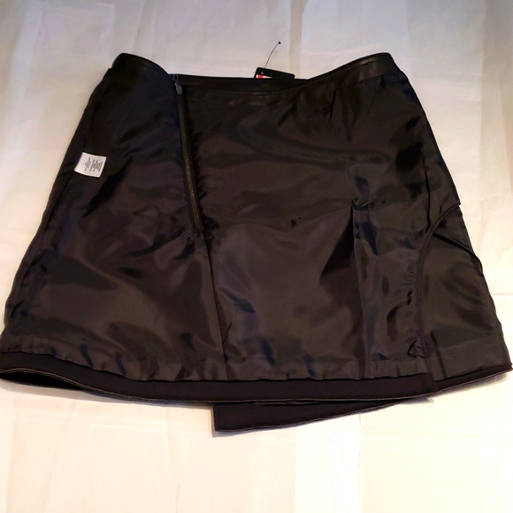 Halogen/NORDSTROM New Genuine LEATHER Wrap Scuba Moto SKIRT Sz 4 Business Black - Picture 14 of 15